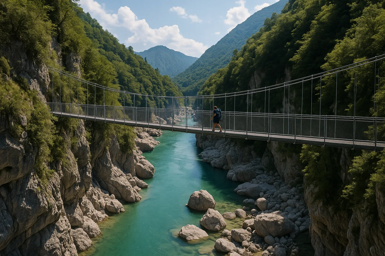Ponte tibetano sulla Forra del Cellina: 55 metri di sospensione in Friuli-Venezia Giulia